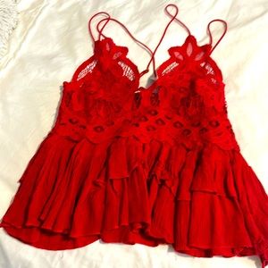 Free People Cherry Red top!!